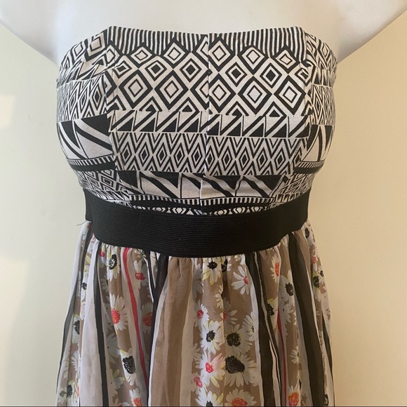 Tribal Print Flowy Strapless Hi-low Wrap Sundress XS - Picture 3 of 14